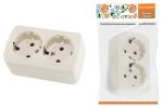 Розетка двойная 2П+3 открытой установки IP20 16А, сл. кость Дача Народная | код SQ1824-0023 | TDM НАРОДНЫЙ
