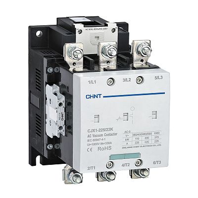 Контактор вакуумный CJX1-225/22K 225А(АС3) 2НО+2НЗ AC/DC 110В 50/60Гц | код 275702 | CHINT Контактор вакуумный CJX1-225/22K 225А(АС3) 2НО+2НЗ AC/DC 110В 50/60Гц | код 275702 | CHINT