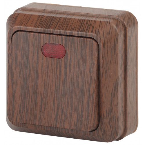 Выключатель Intro Quadro 2-102-10 одноклавишный с подсветкой, 10А-250В, IP20, ОУ, венге | код Б0053745 | ЭРА Выключатель Intro Quadro 2-102-10 одноклавишный с подсветкой, 10А-250В, IP20, ОУ, венге | код Б0053745 | ЭРА