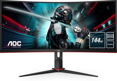 Монитор AOC 34 Gaming CU34G2X черный/красный VA LED 1ms 21:9 HDMI матовая HAS 300cd 178гр/178гр 3440x1440 144Hz FreeSync Premium DP FHD USB 8.1кг | код 2022297 | AOC Монитор AOC 34 Gaming CU34G2X черный/красный VA LED 1ms 21:9 HDMI матовая HAS 300cd 178гр/178гр 3440x1440 144Hz FreeSync Premium DP FHD USB 8.1кг | код 2022297 | AOC