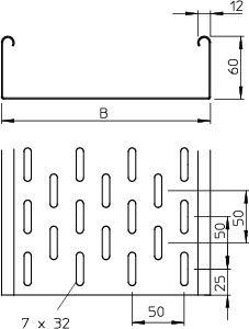Кабельный листовой лоток перфорированный 60x500x3000 | код 6055508 | OBO Bettermann