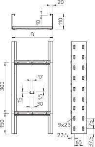 Кабельный лоток лестничного типа для больших расстояний 110x300x6000 горячий цинк | код 6311063 | OBO Bettermann