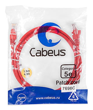 Cabeus PC-UTP-RJ45-Cat.5e-0.5m-RD Патч-корд U/UTP, категория 5е, 2xRJ45/8p8c, неэкранированный, красный, PVC, 0.5м | код 7668c | Cabeus Cabeus PC-UTP-RJ45-Cat.5e-0.5m-RD Патч-корд U/UTP, категория 5е, 2xRJ45/8p8c, неэкранированный, красный, PVC, 0.5м | код 7668c | Cabeus