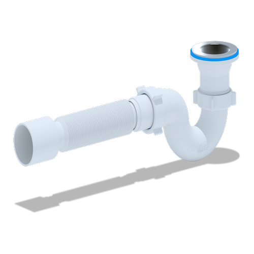 Сифон для душевого поддона АНИ 1 1/2' х 40 с выпуском и переливом с гибкой трубой 40х50 | код E115 | АНИ пласт