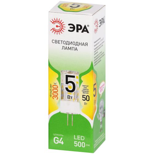Лампа светодиодная LED 5Вт капсула G4-JC-5W-830-12V G4 GREEN LINE | код Б0067190 | ЭРА
