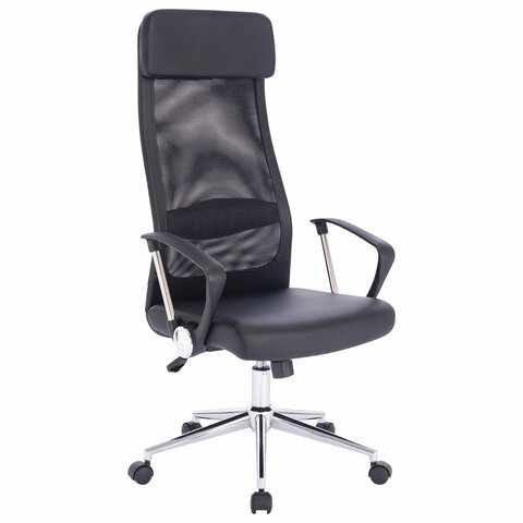 Кресло офисное BRABIX Flight R EX-541 , хром, экокожа, сетка, черное, 532516 | код 532516 | BRABIX Кресло офисное BRABIX Flight R EX-541 , хром, экокожа, сетка, черное, 532516 | код 532516 | BRABIX