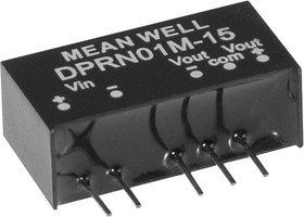 Источник питания DC-DC, 1Вт, вход 4.75…5.5В, стабил. выход ±12В/±42мА, изоляция 1500В DC, SIP6, 19.6х7.1х10.14мм, -40С…+90С | код DPRN01L-12 | MeanWell Источник питания DC-DC, 1Вт, вход 4.75…5.5В, стабил. выход ±12В/±42мА, изоляция 1500В DC, SIP6, 19.6х7.1х10.14мм, -40С…+90С | код DPRN01L-12 | MeanWell
