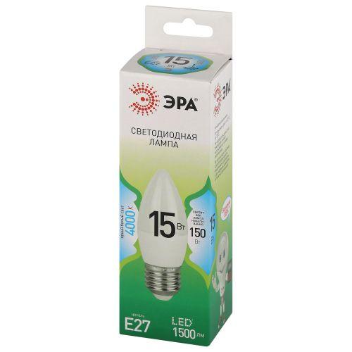 Лампа светодиодная LED 15 Вт 1500Лм 4000К свеча нейтральный E27 220-240В LED B35-15W-840-E27 Green Line | код Б0067115 | ЭРА Лампа светодиодная LED 15 Вт 1500Лм 4000К свеча нейтральный E27 220-240В LED B35-15W-840-E27 Green Line | код Б0067115 | ЭРА