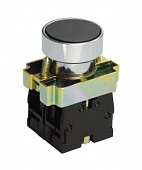 Выключатель кнопочный LAY5-ВА25, чёрный, 1НО+1НЗ, цилиндр, хром, без подсветки, d22мм (ЭТ) | код ET012084 | Электротехник