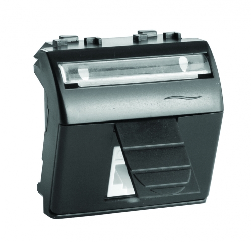 Телефонная розетка RJ12, 6P6C, Brava, черная, 2мод | код 77121N | DKC Телефонная розетка RJ12, 6P6C, Brava, черная, 2мод | код 77121N | DKC