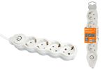Удлинитель бытовой Люкс УЛ04В выкл, 4 гнезда, 7м, с/з, с з/ш, ПВС 3х1мм2 16А/250В бело-серый TDM | код SQ1303-0182 | TDM
