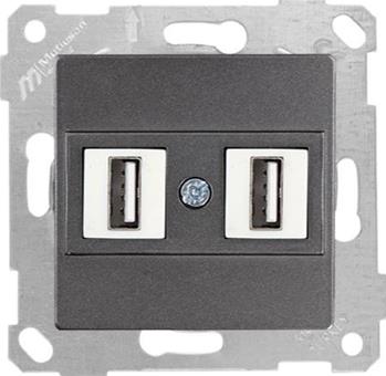 Rita - Розетка 2xUSB Type A, для передачи данных, дымчатый | код 2200-456-0195 | Mutlusan Rita - Розетка 2xUSB Type A, для передачи данных, дымчатый | код 2200-456-0195 | Mutlusan