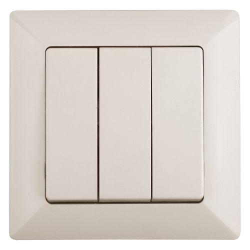 Выключатель Intro Solo 4-106-02 трехклавишный 10А-250В, IP20, СУ, слоновая кость | код Б0053602 | ЭРА