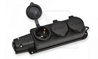 Блок розеточный 3х2P+E c крышкой, IP44, моноблок, черный | код 010-083-500293 | Mutlusan