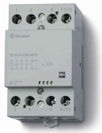 Модульный контактор, 3NO+1NC 63А, контакты AgSnO2, катушка 24В АС/DC, ширина 53.5мм, степень защиты IP20, опции: мех.индикатор | код 226400244710 | FINDER Модульный контактор, 3NO+1NC 63А, контакты AgSnO2, катушка 24В АС/DC, ширина 53.5мм, степень защиты IP20, опции: мех.индикатор | код 226400244710 | FINDER