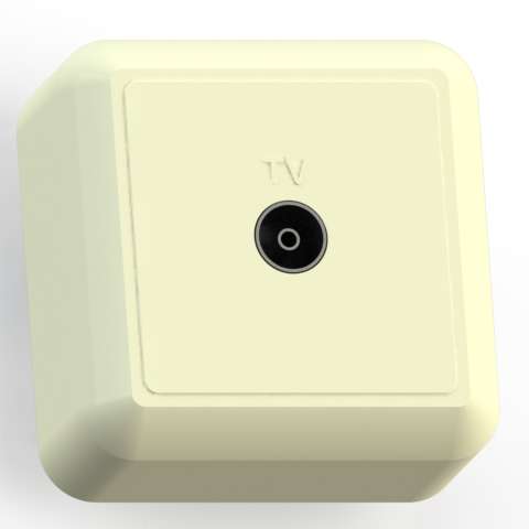 ОПТИМА Розетка телевизионная открытой установки оконечная, РТА-Э, слоновая кость | код 8040 | Кунцево-Электро