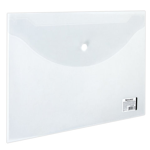 Папка-конверт с кнопкой BRAUBERG, А4, до 100 листов, прозрачная, 0,15 мм, 221638 | код 221638 | BRAUBERG Папка-конверт с кнопкой BRAUBERG, А4, до 100 листов, прозрачная, 0,15 мм, 221638 | код 221638 | BRAUBERG