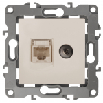 12-3110-02 12-3110-02 ЭРА Розетка комбинированная RJ45+TV, IP20, Эра12, слоновая кость | код Б0027442 | ЭРА