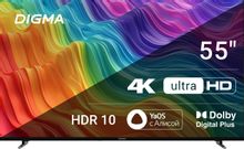 Телевизор LED Digma 55 DM-LED55UBB33 Яндекс.ТВ Frameless Metal черный 4K Ultra HD 60Hz DVB-T DVB-T2 DVB-C DVB-S DVB-S2 USB WiFi Smart TV | код 2017694 | DIGMA