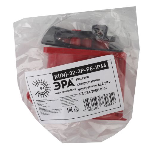 Розетка стационарная внутренняя 424 3Р+РЕ 32А 380В IP44 (15/90/1080) R(IN)-32-3P-PE-IP44 | код Б0032872 | ЭРА
