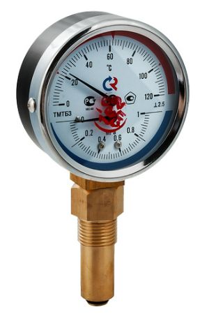 Термоманометр ТМТБ-31P Dy 80 с нижн. подкл., 1/2", 6 бар 0-150* (L=46мм, кл. точн. 2,5) | код. ТМТБ-31P.0406150 | VALTEC