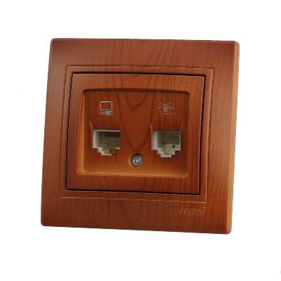 Мира розетка компьютерная и телефонная сосна | код 701-0801-143 | LEZARD