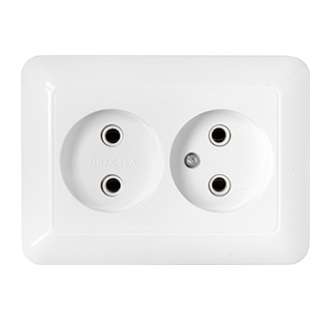 Розетка 2-м СП 16А IP20 без заземл. бел. Bylectrica РС16-301