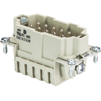 Вилочная контактная вставка REVOS, Size 10, пружинная фиксация, 10 полюсов + РЕ, 500 V, 16 A, материал контактов: медный сплав, покрытие контактов: серебро | код 70.510.1053.0 | Wieland Вилочная контактная вставка REVOS, Size 10, пружинная фиксация, 10 полюсов + РЕ, 500 V, 16 A, материал контактов: медный сплав, покрытие контактов: серебро | код 70.510.1053.0 | Wieland