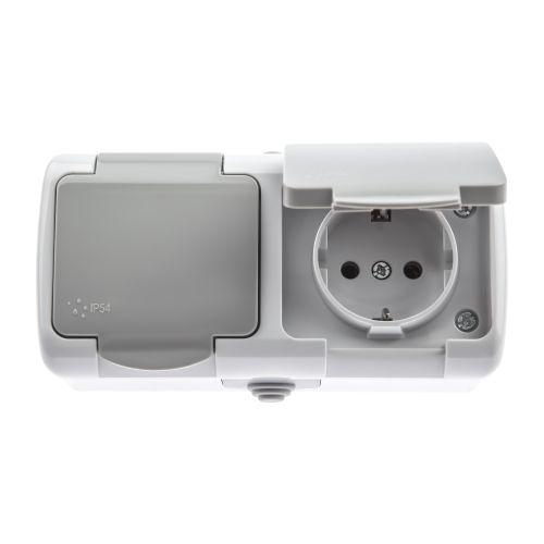 Розетка Intro Atlantic 5-203-03 двойная с заземлением 2х2P+E Schuko, 16А-250В, IP54, открытой установки, серый | код Б0051060 | ЭРА фото 5 Розетка Intro Atlantic 5-203-03 двойная с заземлением 2х2P+E Schuko, 16А-250В, IP54, открытой установки, серый | код Б0051060 | ЭРА фото 5