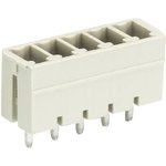 Вилочный разъем, вертикальный, на плату, шаг 3,5 мм, 5 полюсов, фиксация на плате пайкой, 250V, 8А, без маркировки, цвет: серый, серия 8513 S G | код 25.646.0553.0 | Wieland