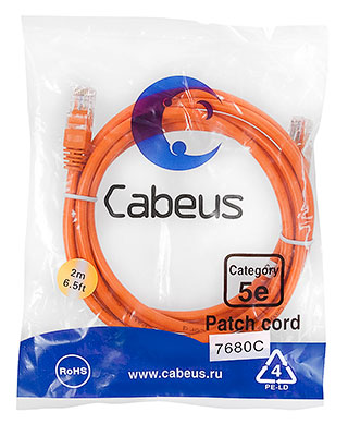 Cabeus PC-UTP-RJ45-Cat.6-1m-OR Патч-корд U/UTP, категория 6, 2xRJ45/8p8c, неэкранированный, оранжевый, PVC, 1м | код 8698c | Cabeus Cabeus PC-UTP-RJ45-Cat.6-1m-OR Патч-корд U/UTP, категория 6, 2xRJ45/8p8c, неэкранированный, оранжевый, PVC, 1м | код 8698c | Cabeus