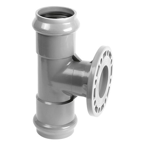 Тройник с ПВХ фланцем 110x100 мм. 90 градусов | код 2181128 | Хемкор