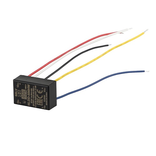 Источник питания DC-DC драйвер светодиодов, 60Вт, вход 10…56В DC, выход 350мА/6…52В, дист. упр. питанием и ШИМ димминг, пластиковый герметичный корпус 32.1x20.5x12.5мм, проводные выводы, -40…+50С | код NLDD-350HW | MeanWell Источник питания DC-DC драйвер светодиодов, 60Вт, вход 10…56В DC, выход 350мА/6…52В, дист. упр. питанием и ШИМ димминг, пластиковый герметичный корпус 32.1x20.5x12.5мм, проводные выводы, -40…+50С | код NLDD-350HW | MeanWell