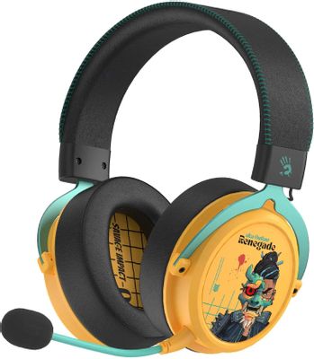 Наушники с микрофоном A4Tech Bloody MR595 Renegade желтый/рисунок мониторные BT/Radio оголовье (MR595) | код 2000429 | A4TECH Наушники с микрофоном A4Tech Bloody MR595 Renegade желтый/рисунок мониторные BT/Radio оголовье (MR595) | код 2000429 | A4TECH