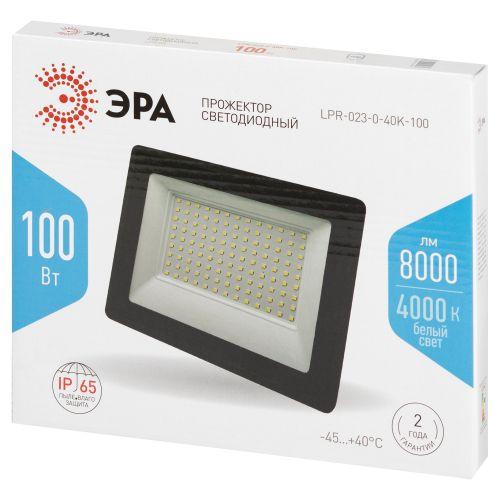 Прожектор светодиодный ДО-100Вт 4000К 8000Лм IP65 черный 100w нейтральный 200-240В LPR-023-0-40K-100 | код Б0067693 | ЭРА
