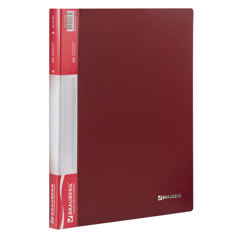 Папка 40 вкладышей BRAUBERG стандарт, красная, 0,7 мм, 221602 | код 221602 | BRAUBERG Папка 40 вкладышей BRAUBERG стандарт, красная, 0,7 мм, 221602 | код 221602 | BRAUBERG