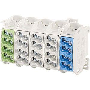 Клемма 5п на DIN-рейку для L1-L3 N/PE 4х1.5-25кв.мм Ш=100мм 80А KKL 54 | код 2600137 | HENSEL Клемма 5п на DIN-рейку для L1-L3 N/PE 4х1.5-25кв.мм Ш=100мм 80А KKL 54 | код 2600137 | HENSEL