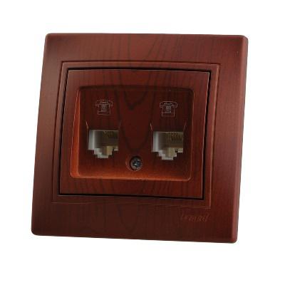 Мира Розетка двойная телефонная евро вишня | код 701-0601-138 | LEZARD