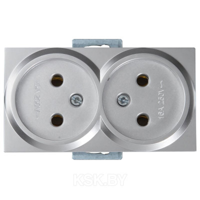 Rita - Розетка двойная 2x2P, (в комплекте с рамкой), нерж. сталь | код 2220-203-0282 | Mutlusan Rita - Розетка двойная 2x2P, (в комплекте с рамкой), нерж. сталь | код 2220-203-0282 | Mutlusan