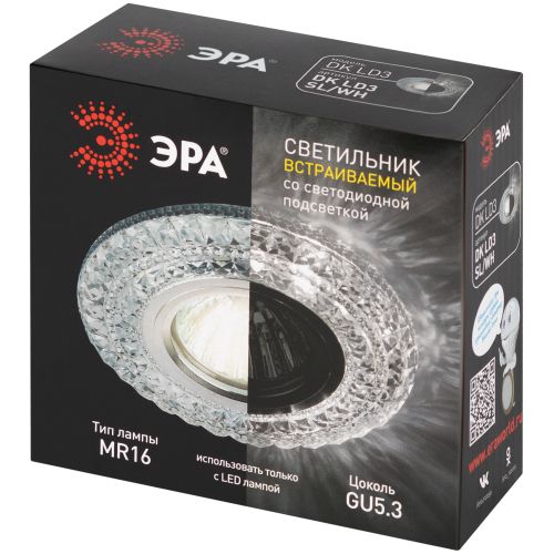 Светильник светодиодный DK LD3 SL/WH декор cо светодиодной подсветкой (белый) прозр. ЭРА Б0019202 Светильник светодиодный DK LD3 SL/WH декор cо светодиодной подсветкой (белый) прозр. ЭРА Б0019202