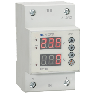 Реле напряжения и тока проходное с индикацией RV-1IU 1Р+N 63A АС 230 В | код RV-1IU20-63 | Engard Реле напряжения и тока проходное с индикацией RV-1IU 1Р+N 63A АС 230 В | код RV-1IU20-63 | Engard