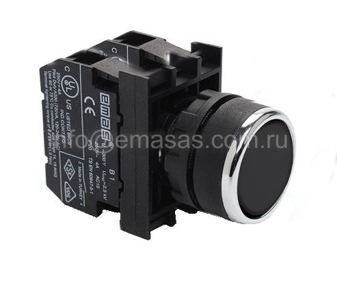 Кнопка нажимная круглая черная B101DH | код B101DH | EMAS Кнопка нажимная круглая черная B101DH | код B101DH | EMAS