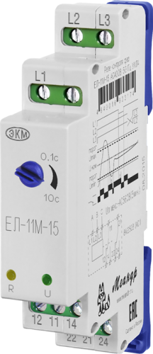 Реле контроля трехфазного линейного напряжения ЕЛ-11М-15 AC127В УХЛ4, защита источников и преобразователей электрической энергии, задержка срабатывания 0.1 - 10 сек, корпус 1 модуль (1 шт.) МЕАНДР | код 4640016934300 | МЕАНДР