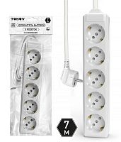 Удлинитель 5х7м с заземл. 10А 3х1.5 TOKOV LIGHT TKL-C01-BU5-7-1.5-Z