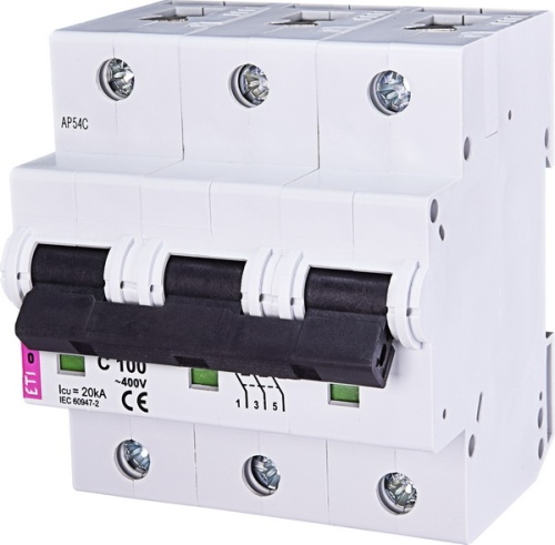 Автоматический выключатель ETIMAT 10 3p C 100А (20 kA) | код 002135732 | ETI