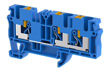 Клемма проходная PUSH-IN 6 мм2, на 3 подключения, синяя PQ6-1X2-BLUE | код 3104050001 | Elmex
