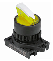 Головка переключателя S2SRN-L7Y, с короткой ручкой тип sharck под подсветку, цвет желтый, 3-х позиционный 900 с фиксацией, монтажное отверстие ?22/25мм | код A8026-A5550003861 | РЕЛЕ И АВТОМАТИКА