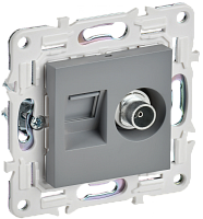 SKANDY Роз. двойная TV+RJ45 кат.6E SK-A15Gr сер. IEK | код SK-AK20-2-K03 | IEK