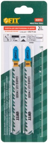 Полотно по дереву Bimetal разведенные шлифованные зубья 100/74/4мм (Т144DF) (уп.2шт) FIT 40891 фото 3