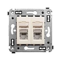 Компьютерная розетка RJ-45 в стену, кат.6 двойная экранированная,Avanti, Ванильная дымка | код 4405394 | DKC